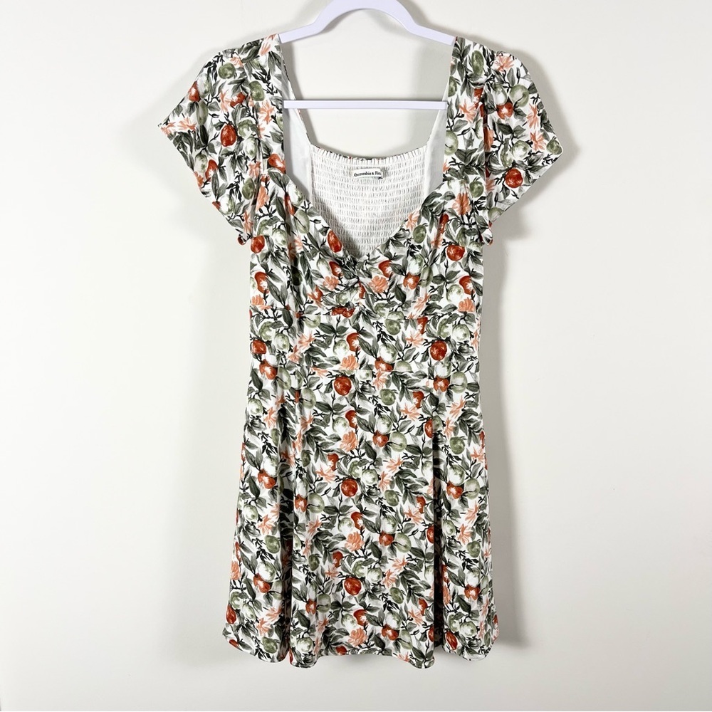 Abercrombie & Fitch Floral Babydoll Mini Dress Size Medium Ruched Milkmaid
